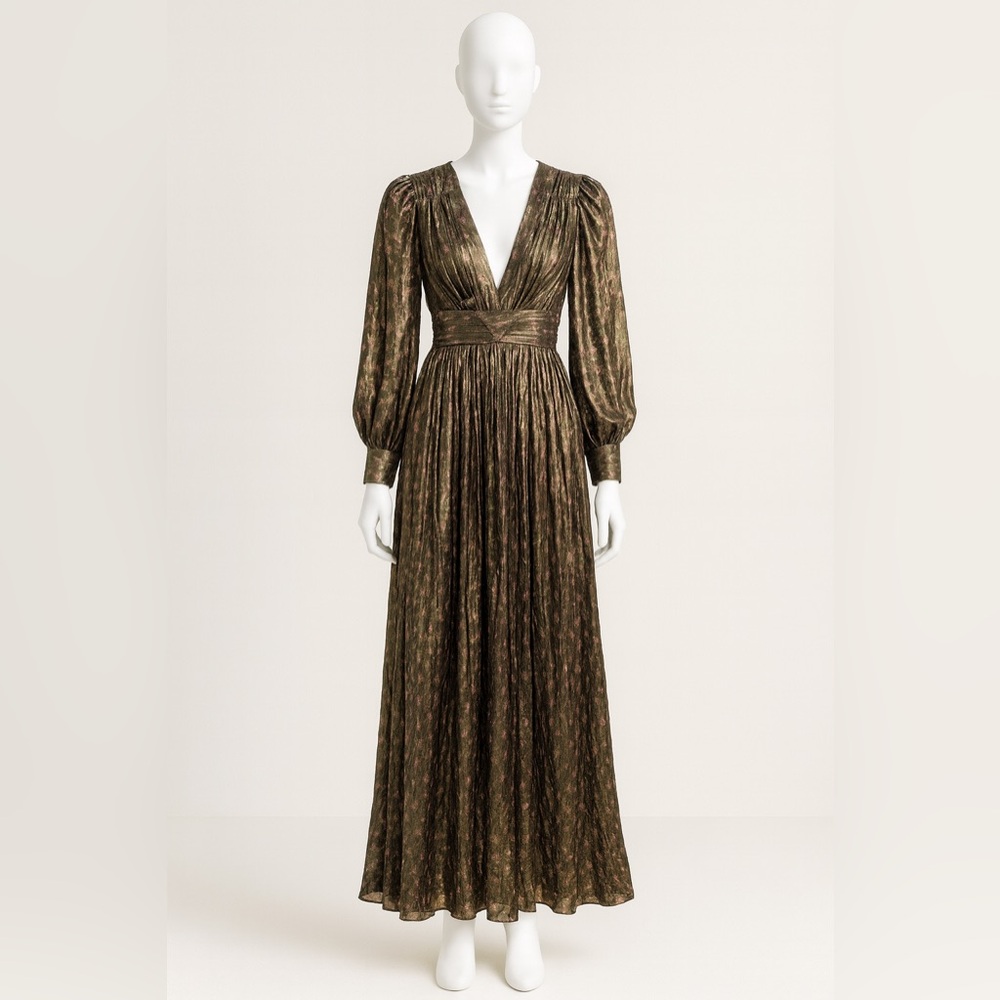 LoveShackFancy plissé long sleeve dress